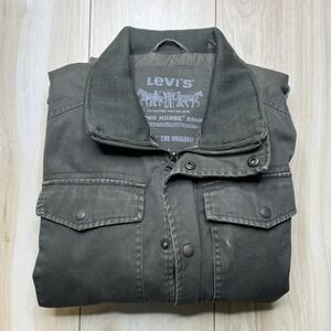 Levi Strauss Men's Military Utility Jacket Green Size Large Zipper Snap Vintage